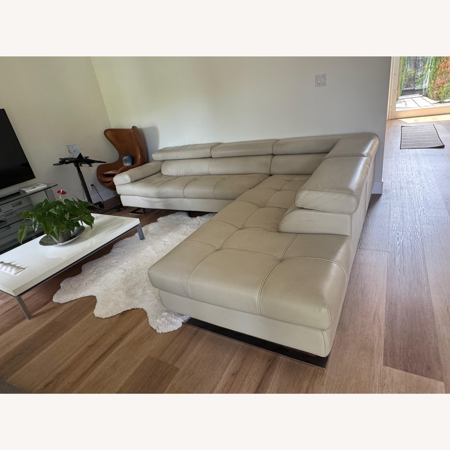 Cantoni Beige Leather 2 Piece Sectional - image-1