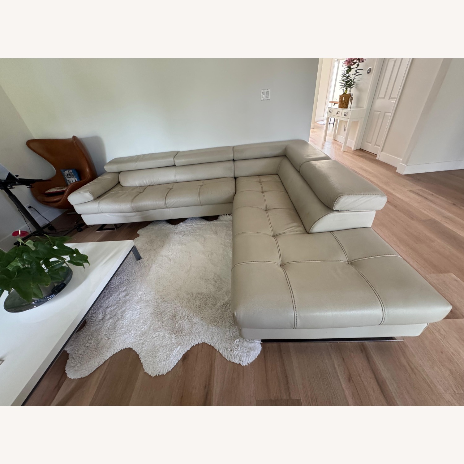 Cantoni Beige Leather 2 Piece Sectional - image-3