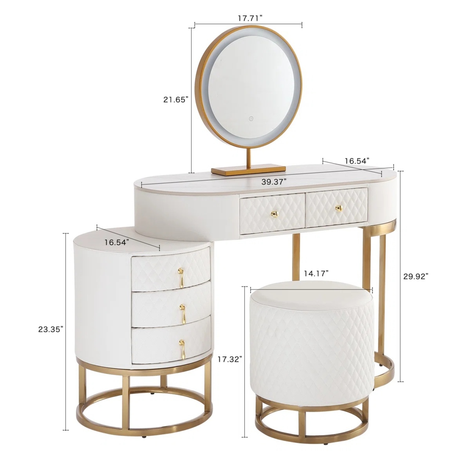 Wayfair Everly Quinn Vanity White Gold - image-6