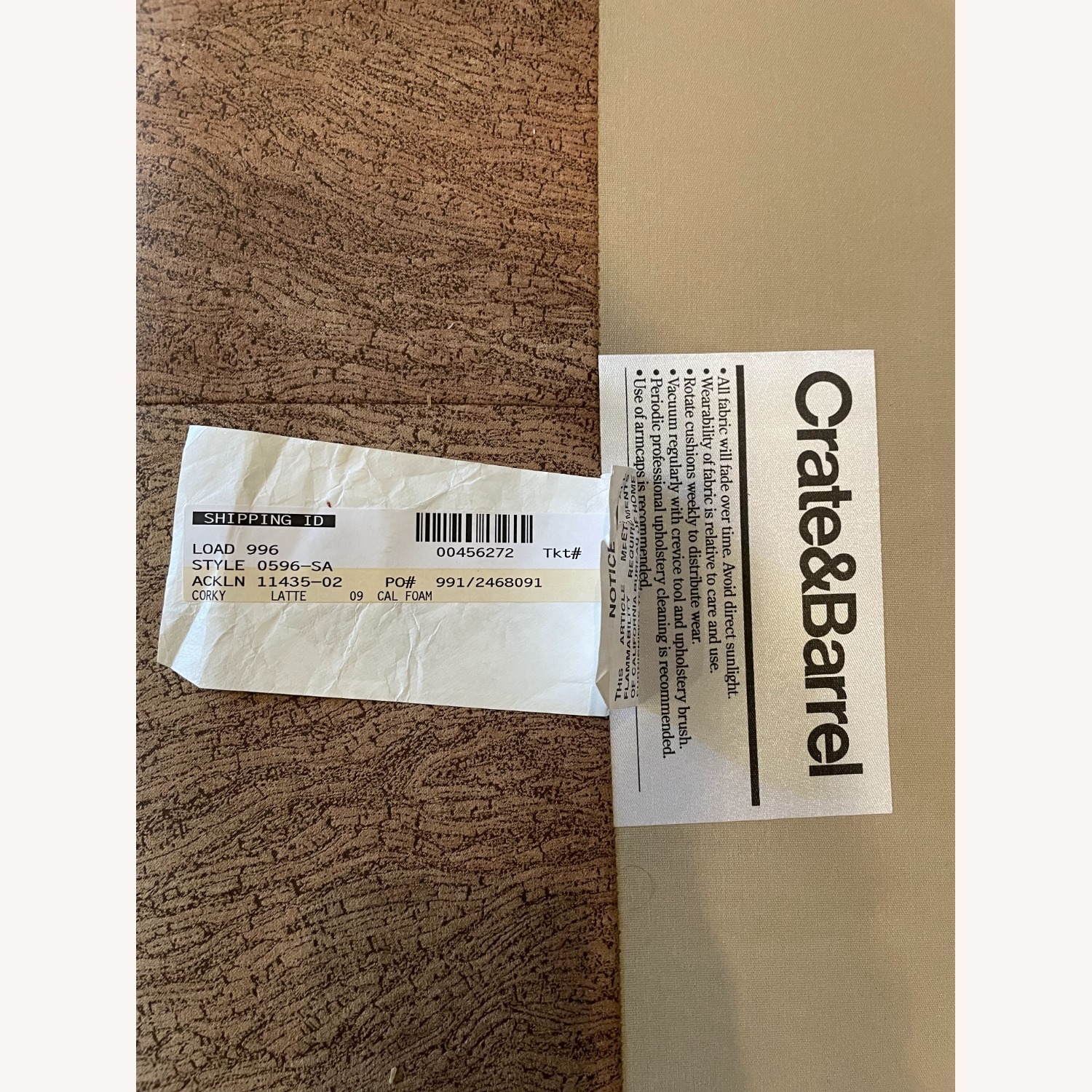 Crate & Barrel "Cork Latte" Fabric 3+ Seater Sofa - image-4
