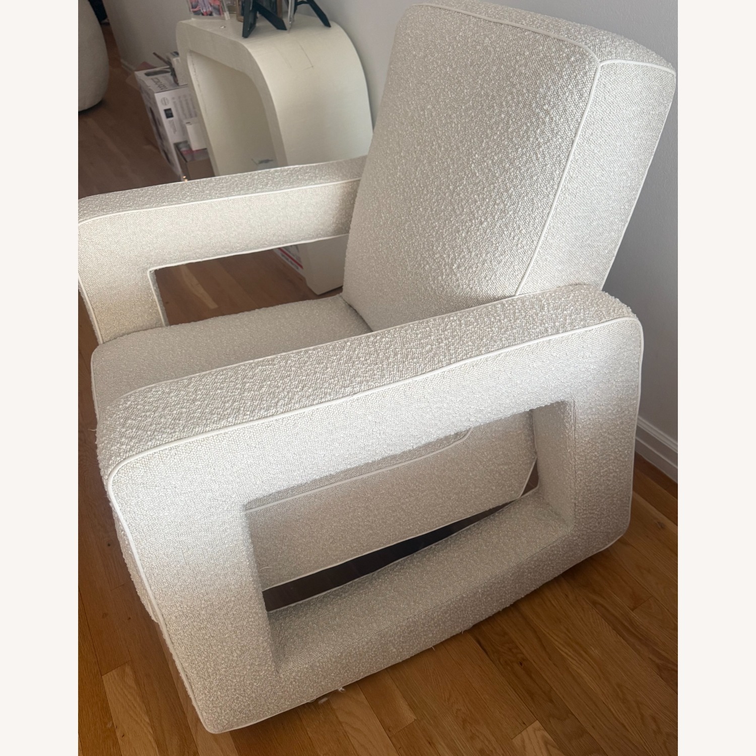 Crate & Barrel White Boucle Accent Chair - image-4