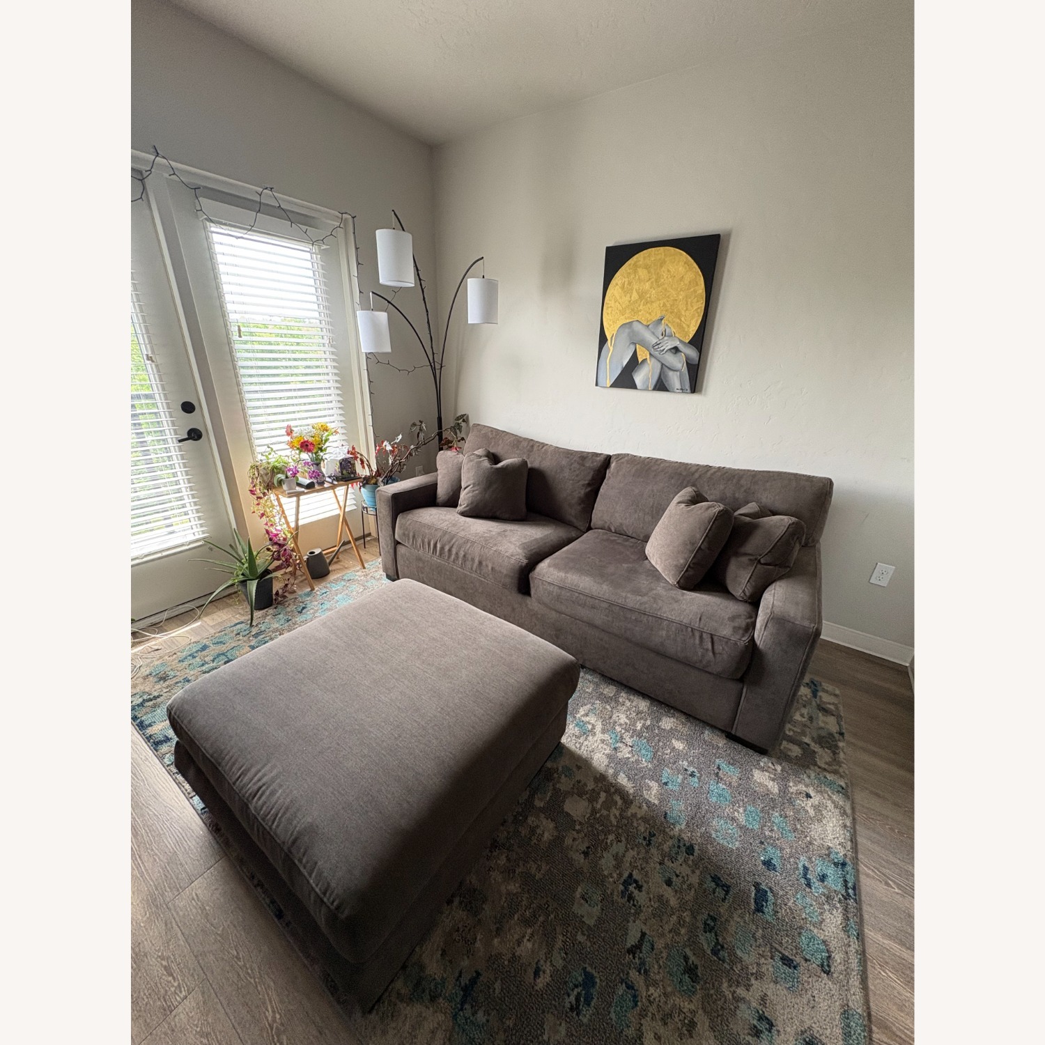 Dania Dark Brown Fabric Sleeper Sofa and Ottoman - image-2