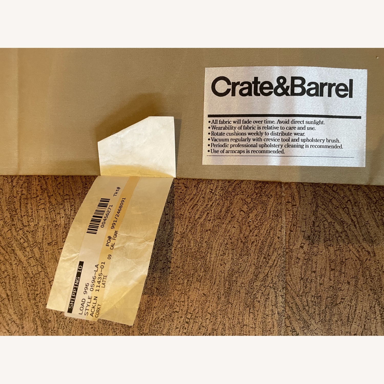 Crate & Barrel Cork Latte Fabric 2 Seater Sofa - image-4