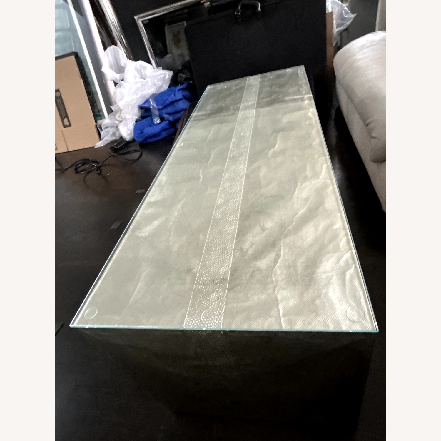 Hand-Hammered Silver Metal Coffee Table - image-5