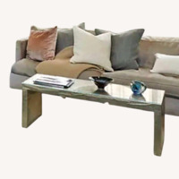 Hand-Hammered Silver Metal Coffee Table