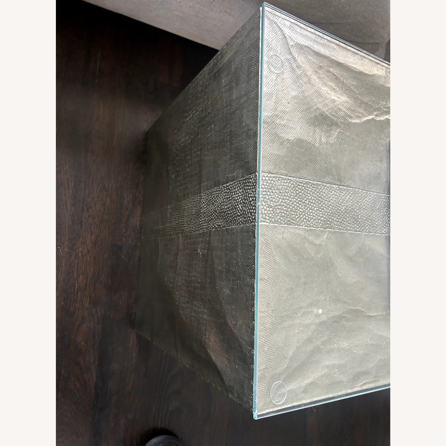 Hand-Hammered Silver Metal Coffee Table - image-3