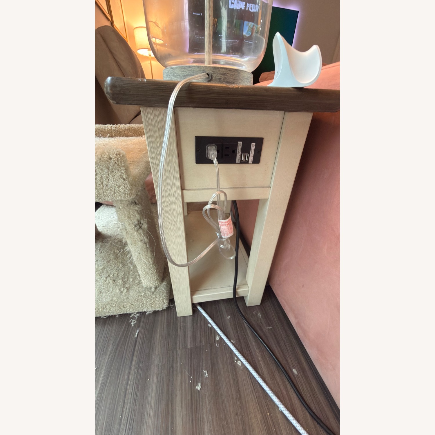 Wood Side Table with Power & Charging Outlets - image-3