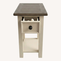 Wood Side Table with Power & Charging Outlets