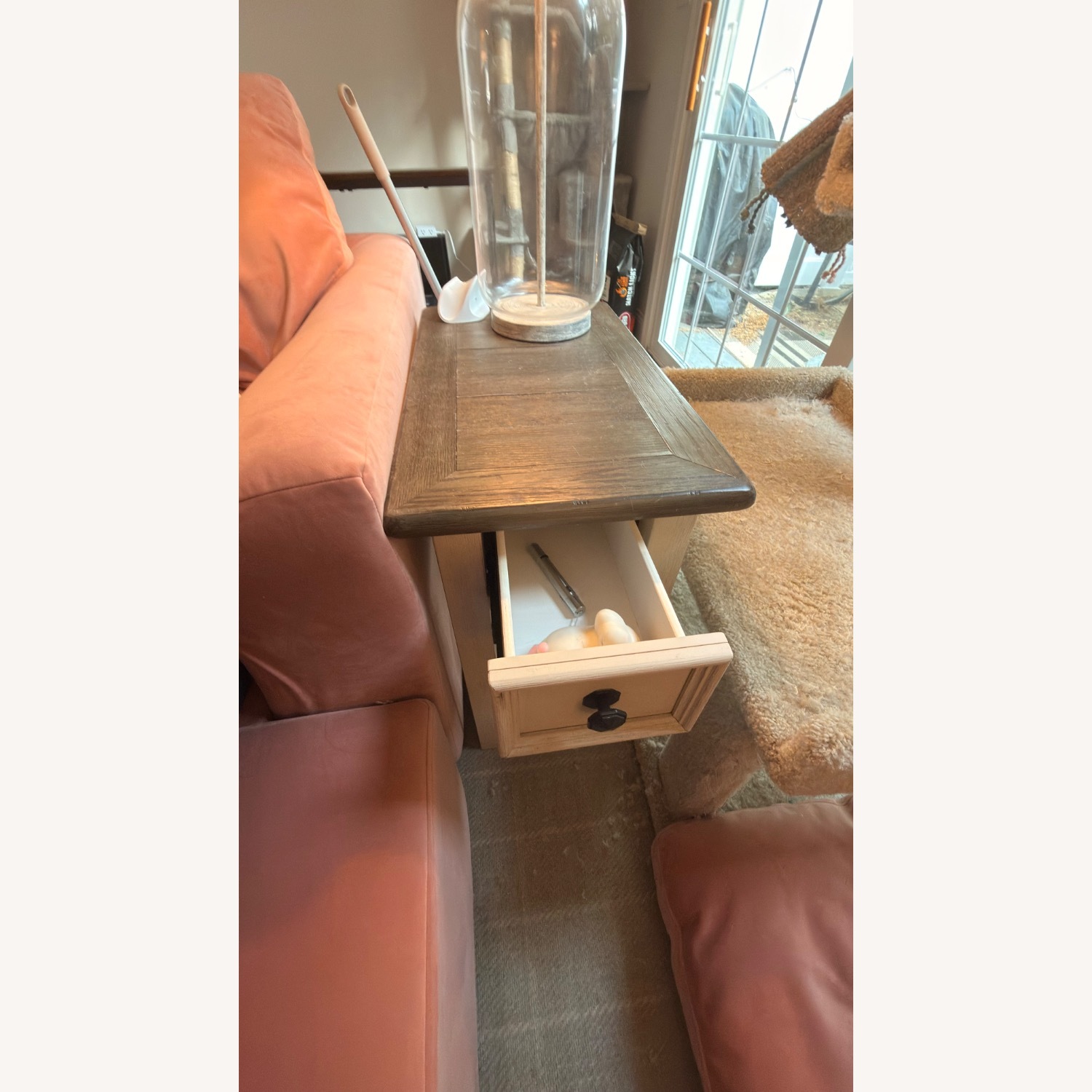 Wood Side Table with Power & Charging Outlets - image-1
