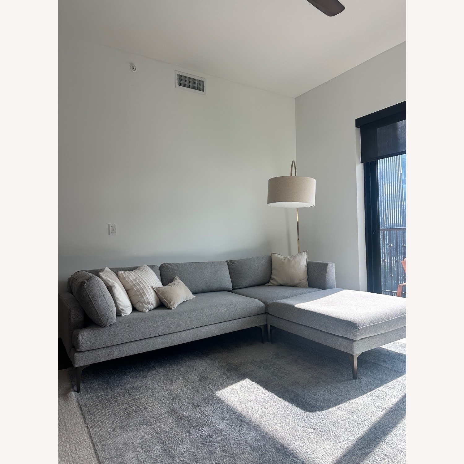 West Elm Andes Light Gray 2 Piece Sectional - image-1
