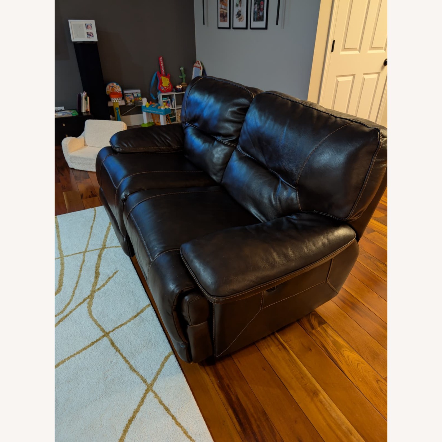 Dark Brown Leather 3+ Seater Sofa - image-2