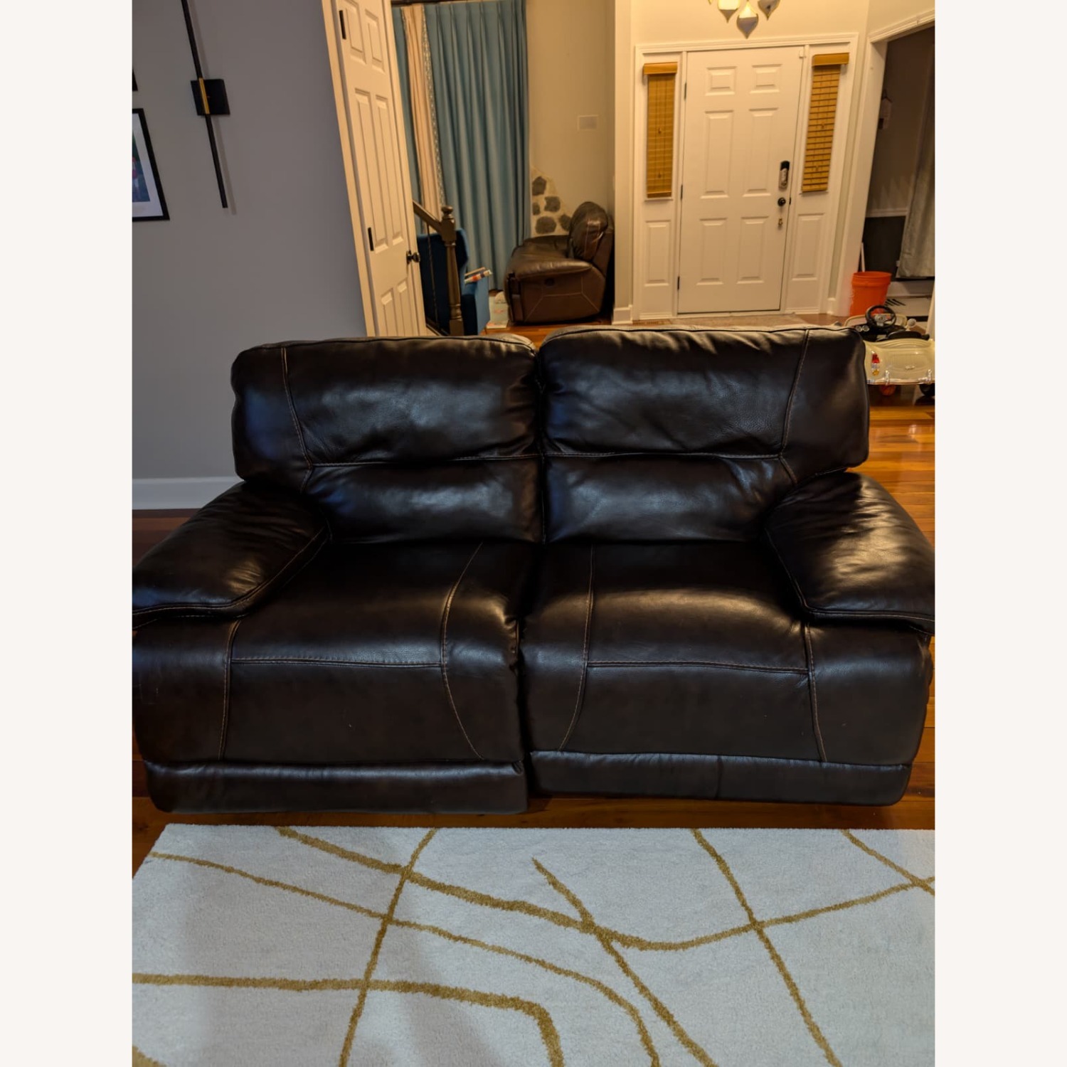 Dark Brown Leather 3+ Seater Sofa - image-1