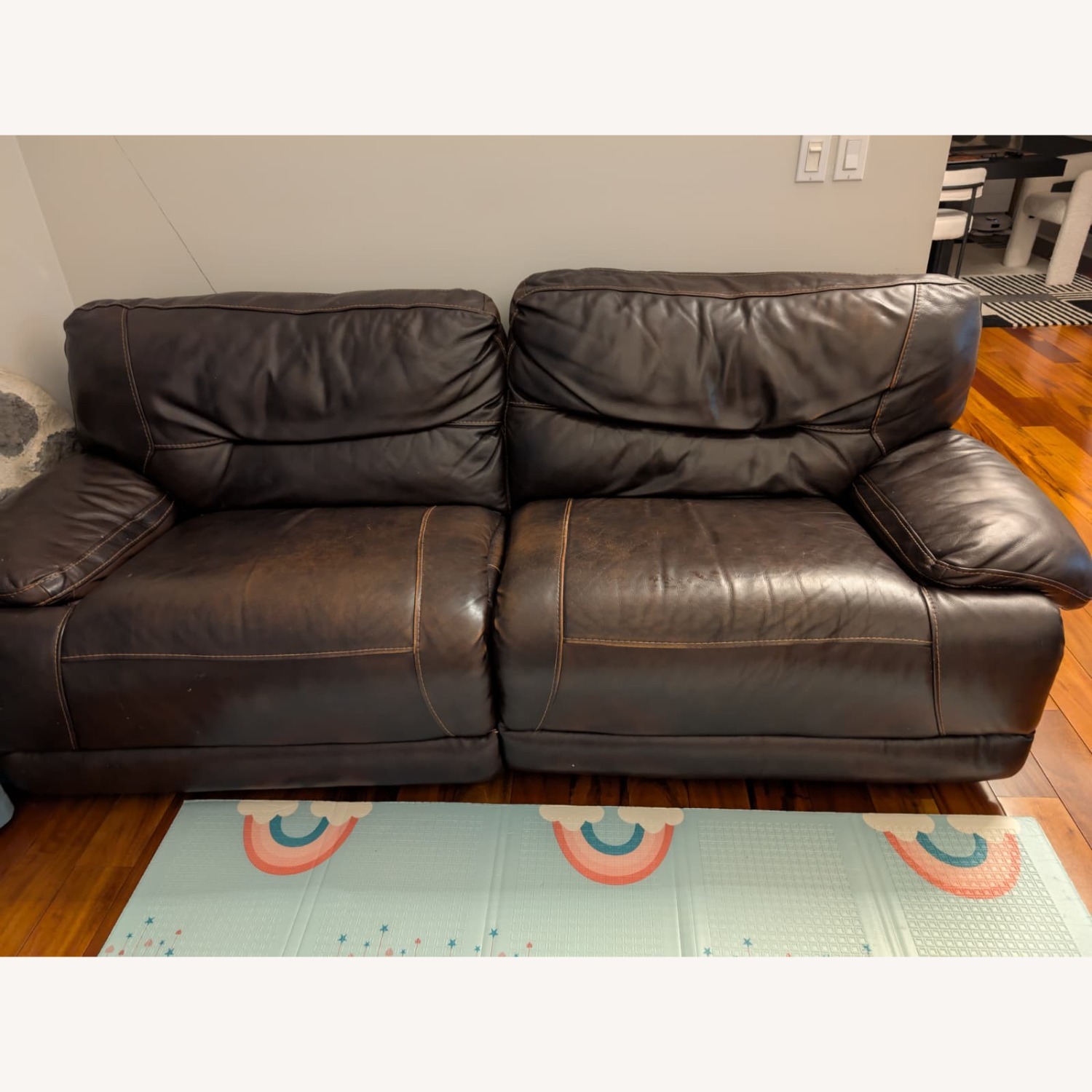 Dark Brown Leather 3+ Seater Sofa - image-5
