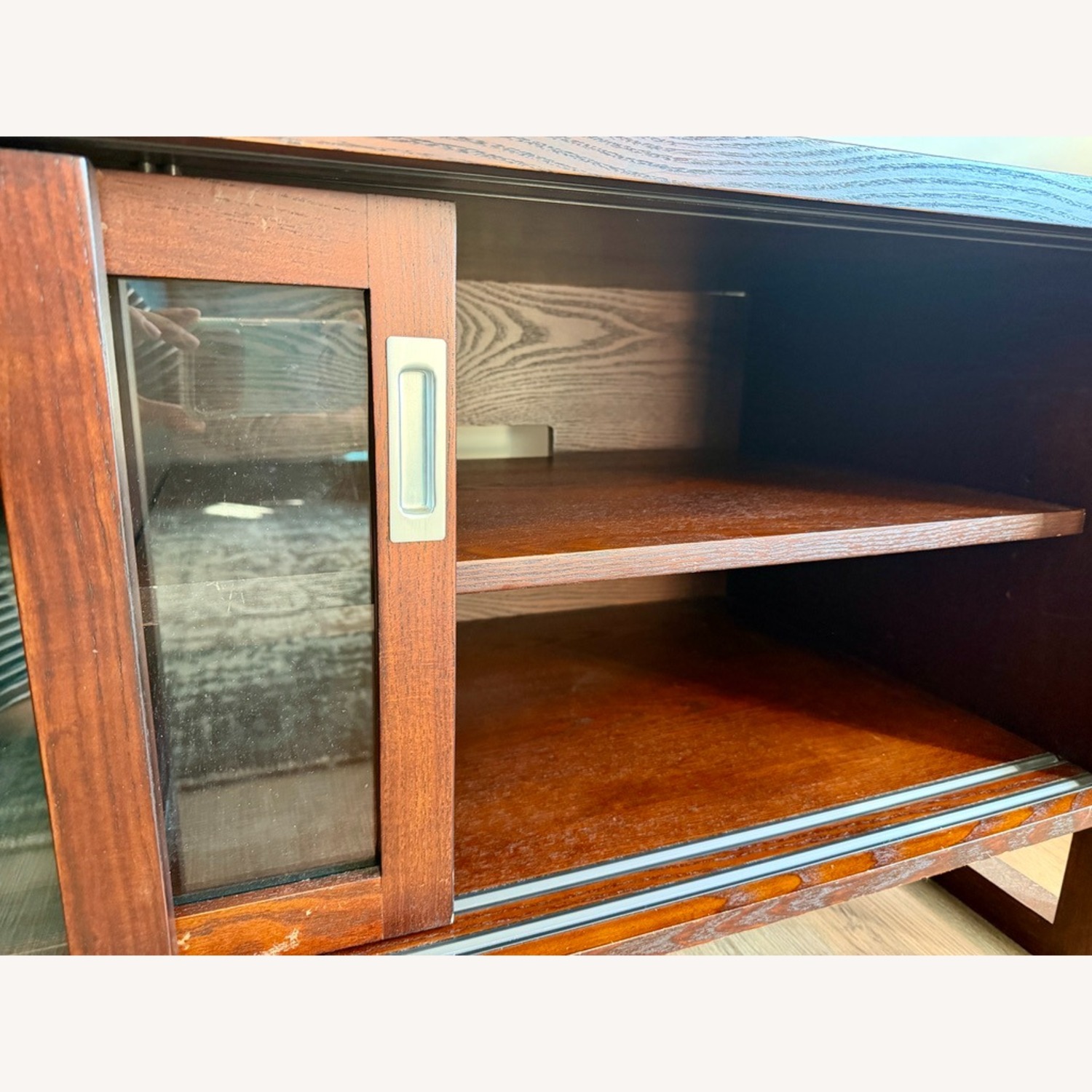 Crate & Barrel Dark Brown Wood Media Storage - image-4