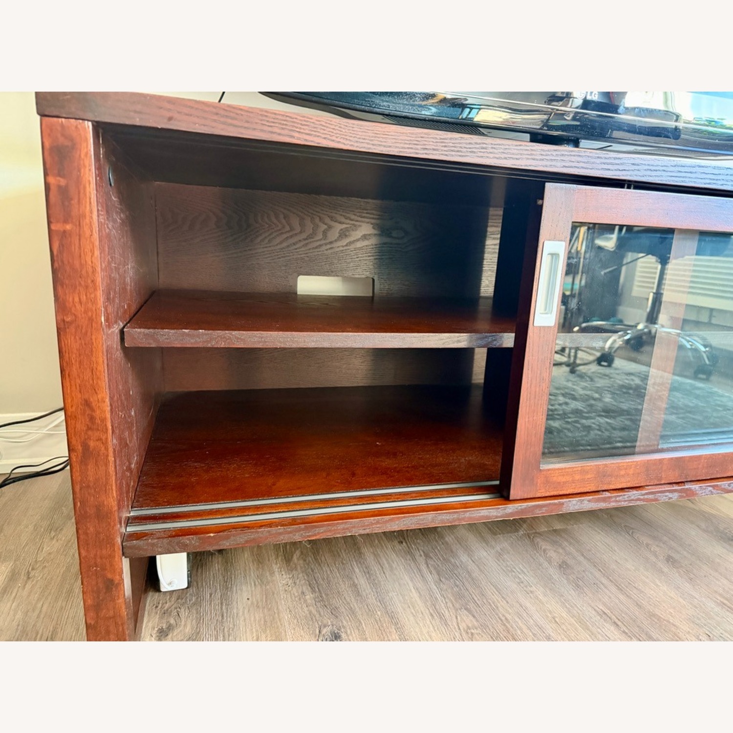 Crate & Barrel Dark Brown Wood Media Storage - image-5