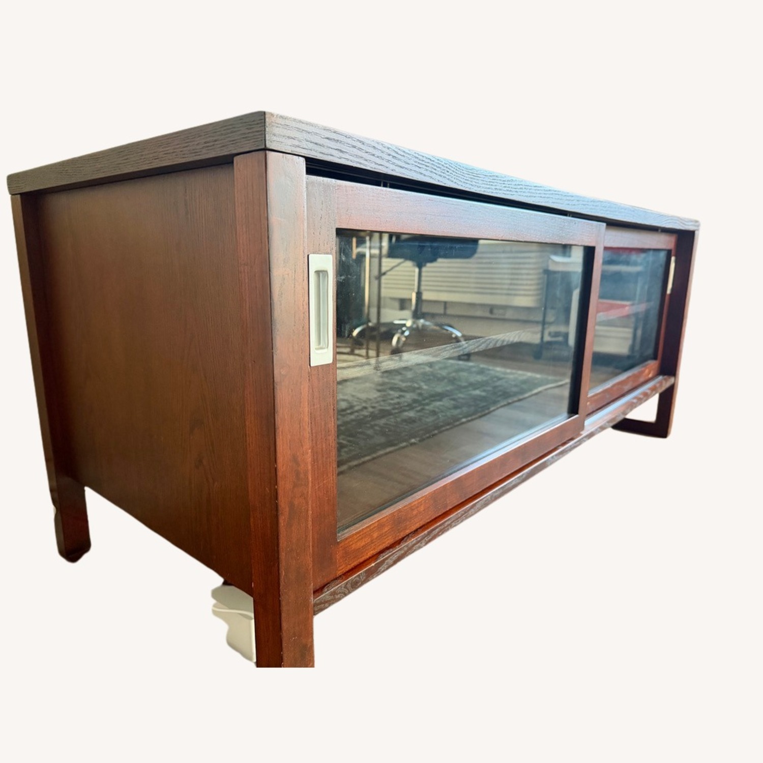 Crate & Barrel Dark Brown Wood Media Storage - image-2