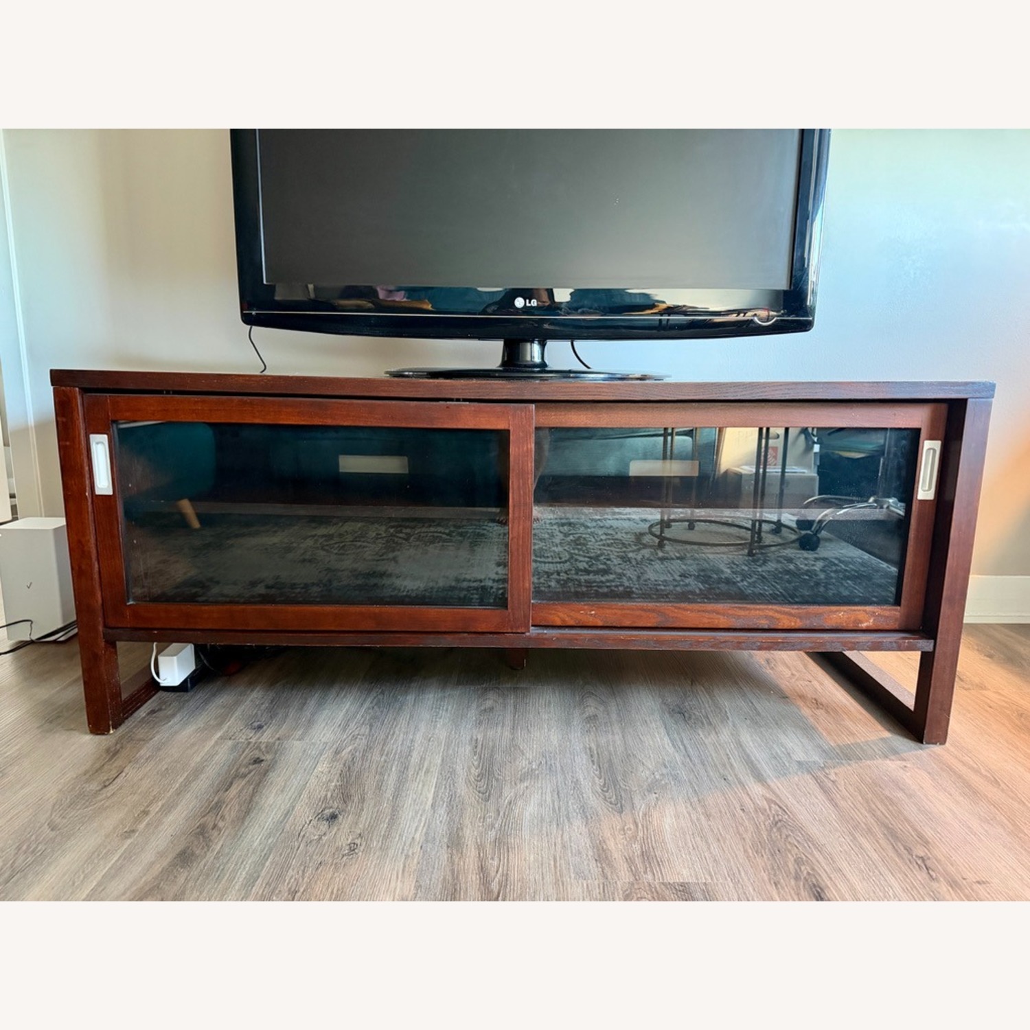 Crate & Barrel Dark Brown Wood Media Storage - image-3