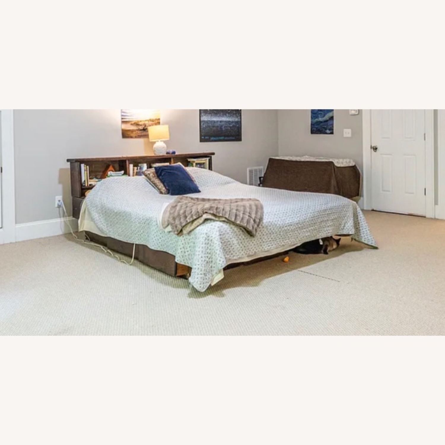 Dark Brown Wood CA King Bed - image-1