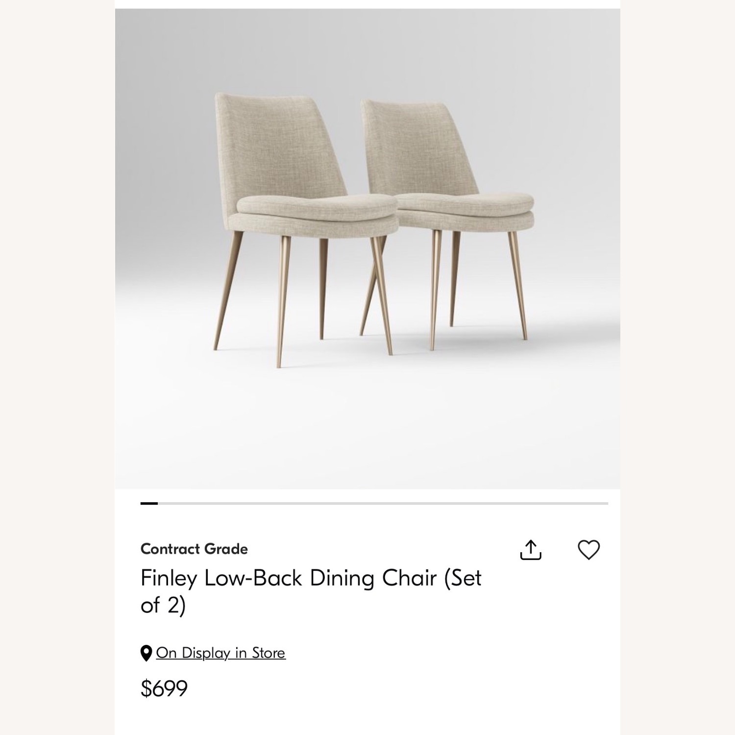 West Elm Finley Low Back Dining Chair Oatmeal  - image-5