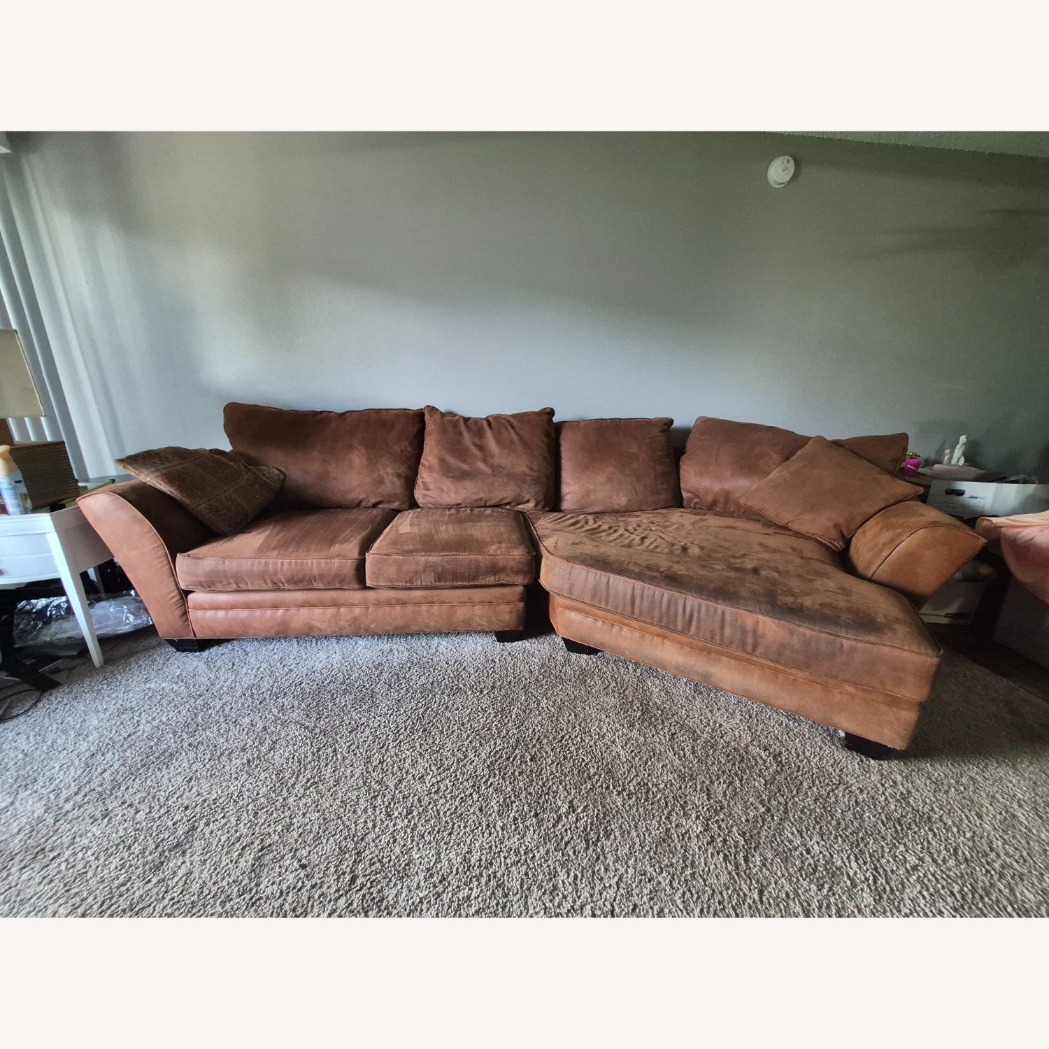 Orange Leather 2 Piece Sectional - image-1