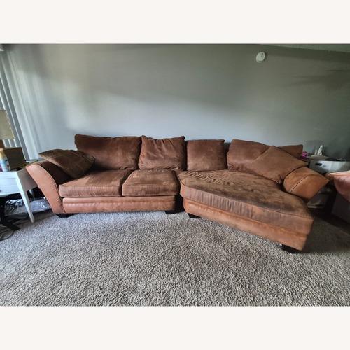 Used Orange Leather 2 Piece Sectional for sale on AptDeco