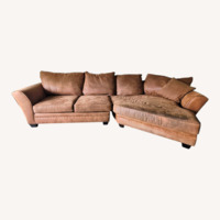 Orange Leather 2 Piece Sectional