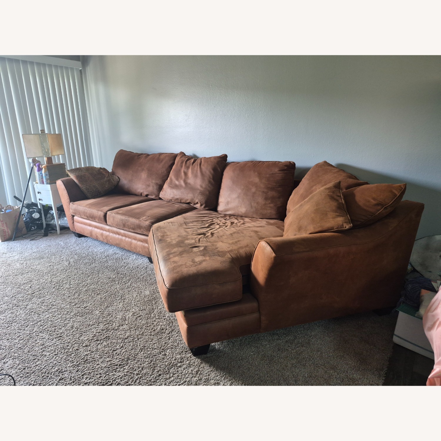 Orange Leather 2 Piece Sectional - image-3