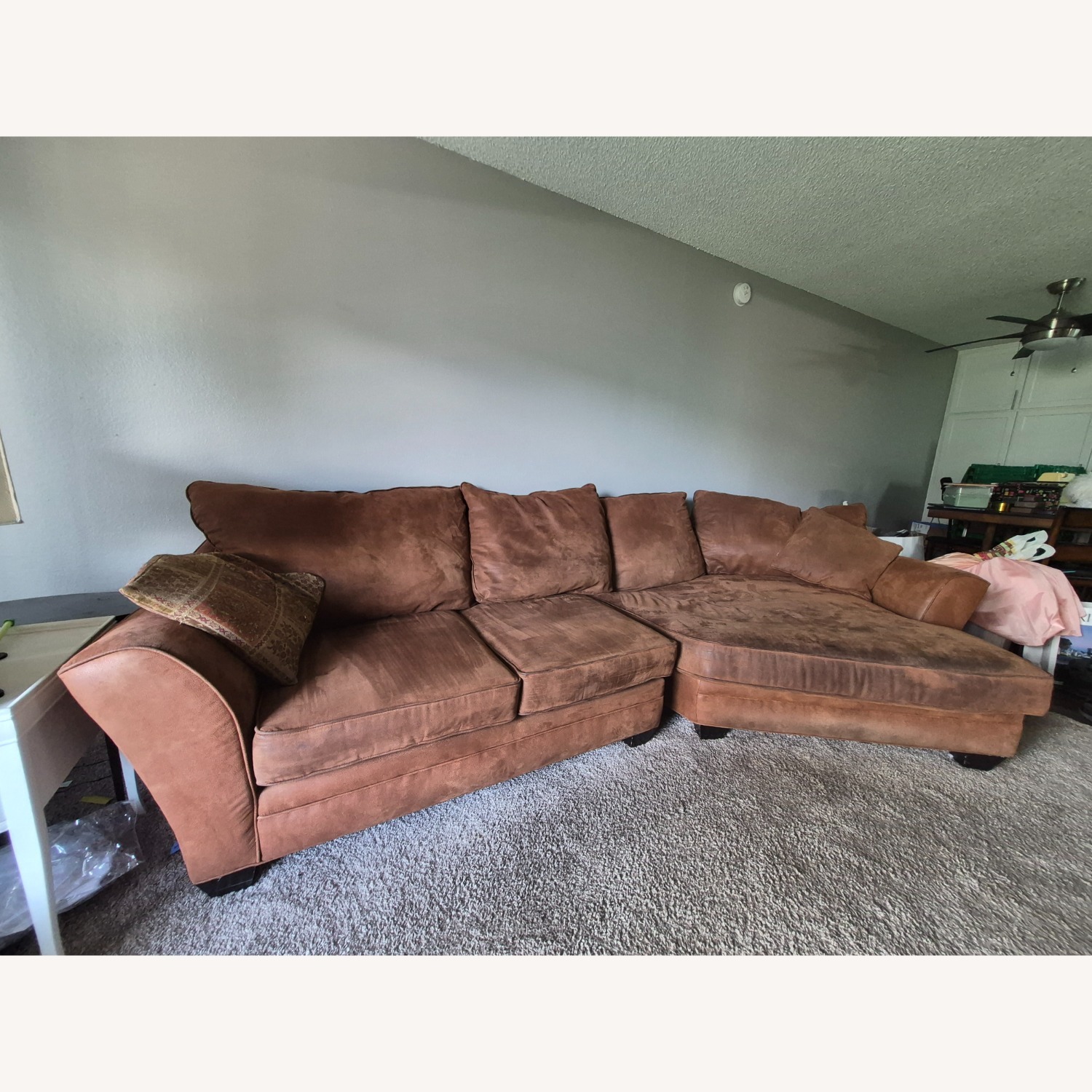 Orange Leather 2 Piece Sectional - image-2
