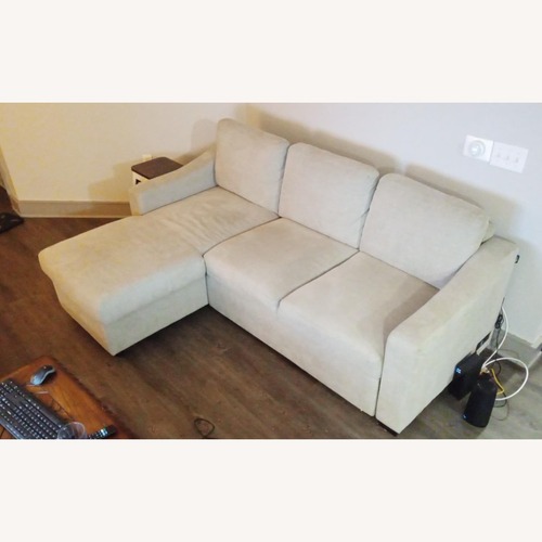 Used Costco Coddle Luke Light Brown Fabric 2 Piece Sectional for sale on AptDeco