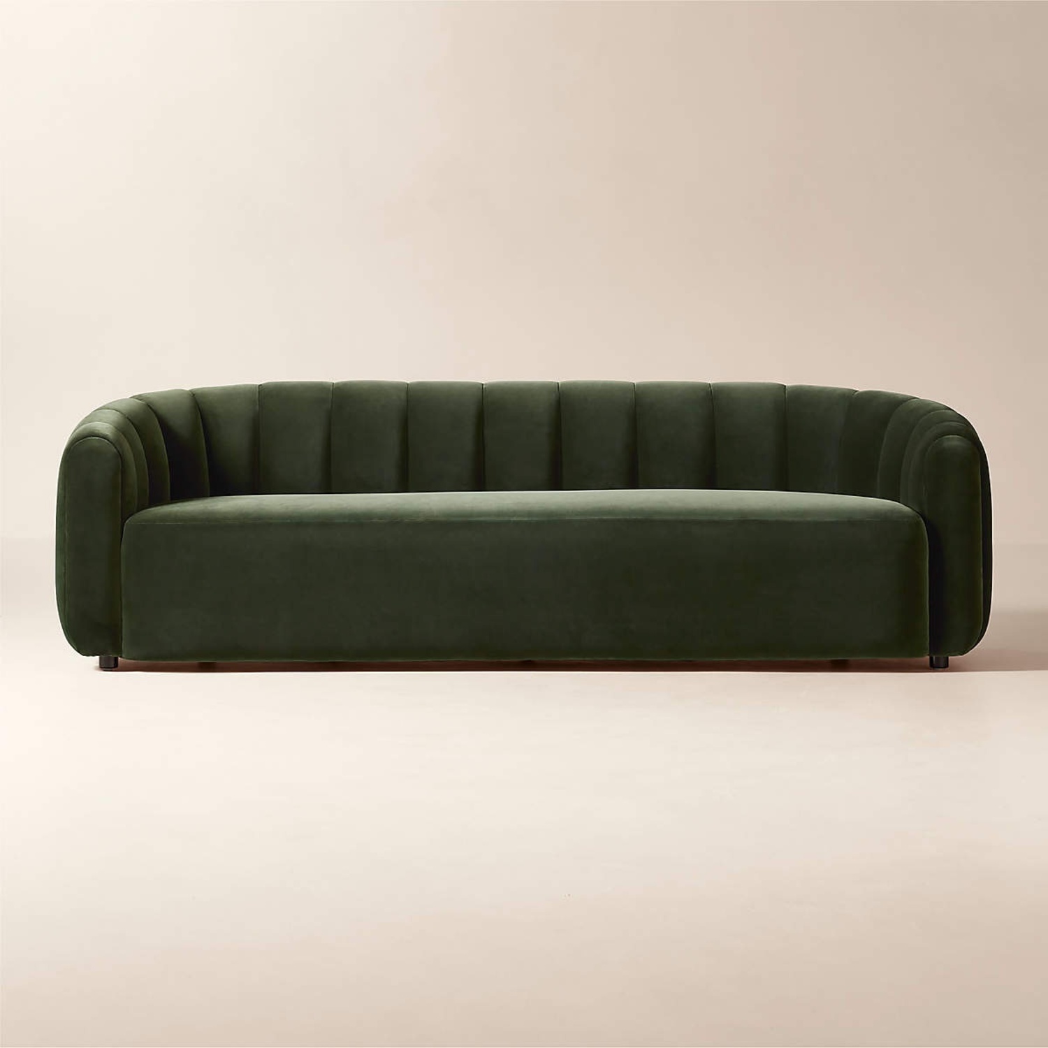 CB2 Fitz 97.5” Channeled Green Velvet Sofa - image-6