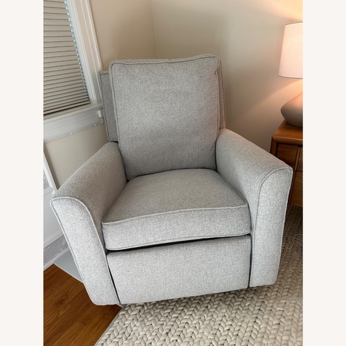 Used Pottery Barn Kids Bedford Light Gray Fabric Nursing Chair for sale on AptDeco