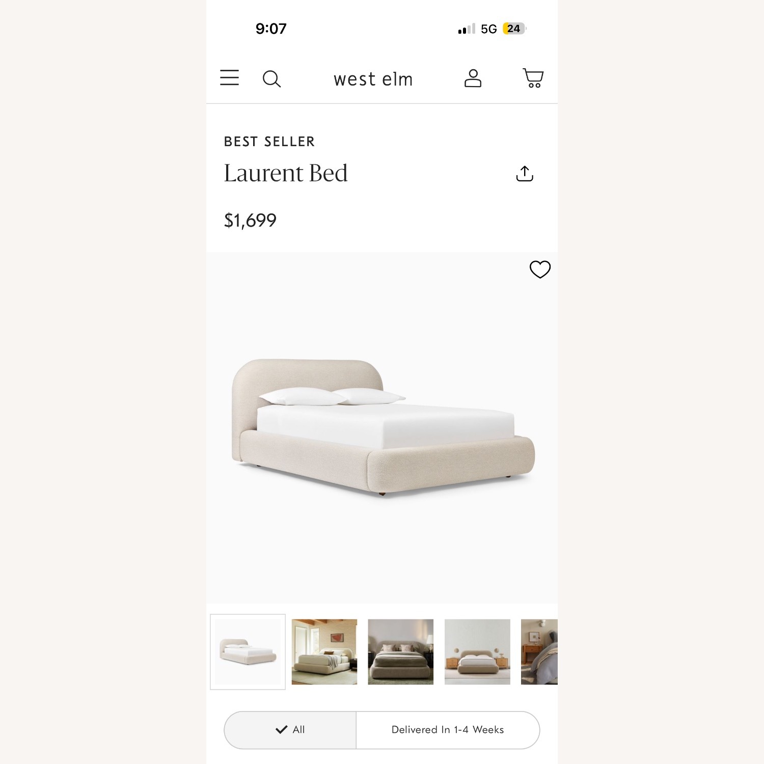 West Elm Queen Bed - image-2