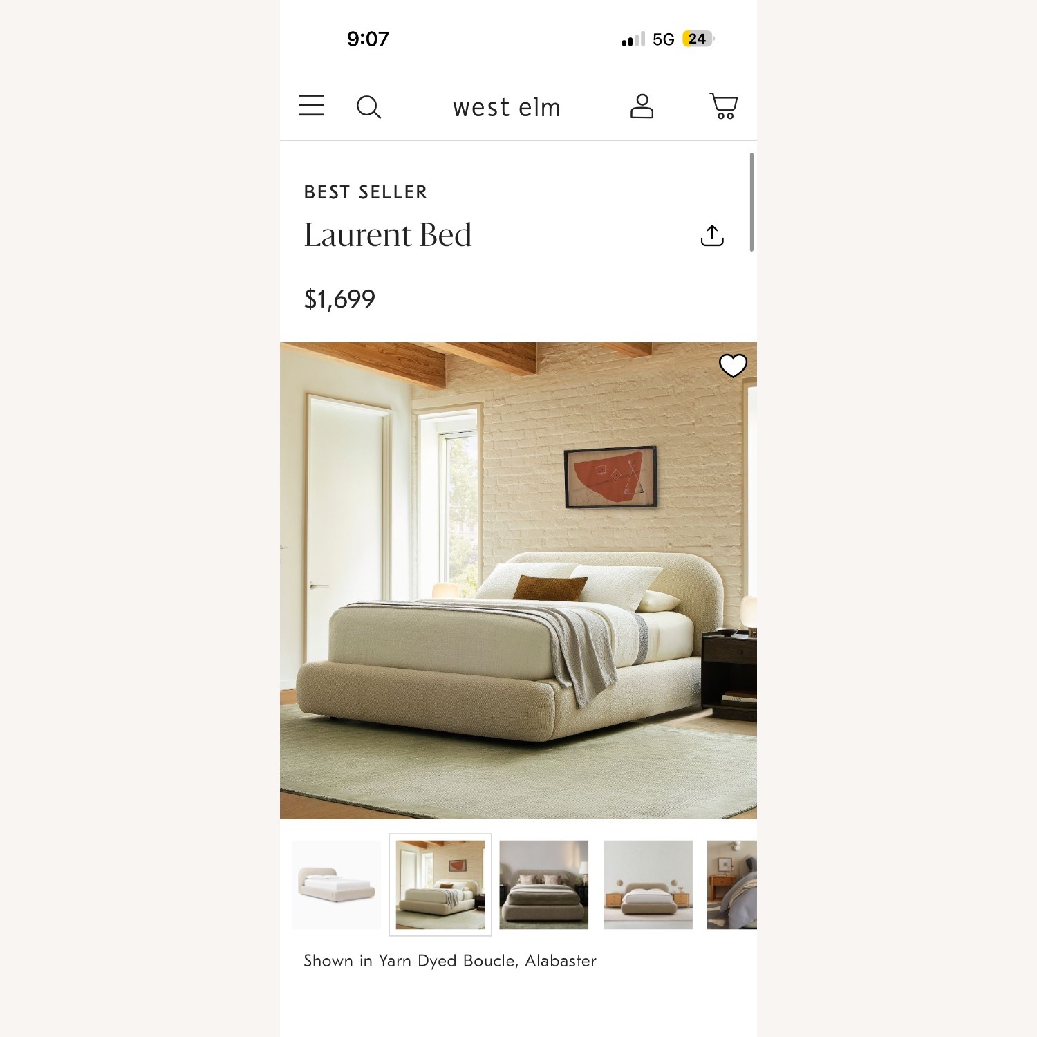 West Elm Queen Bed - image-3