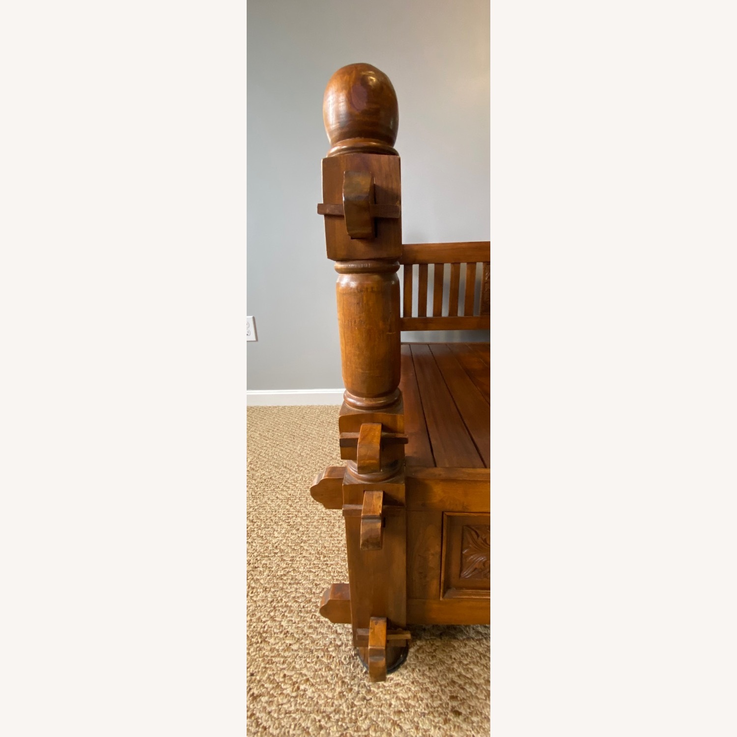 Vintage Javanese Indonesian Jati Wood Bench - image-6