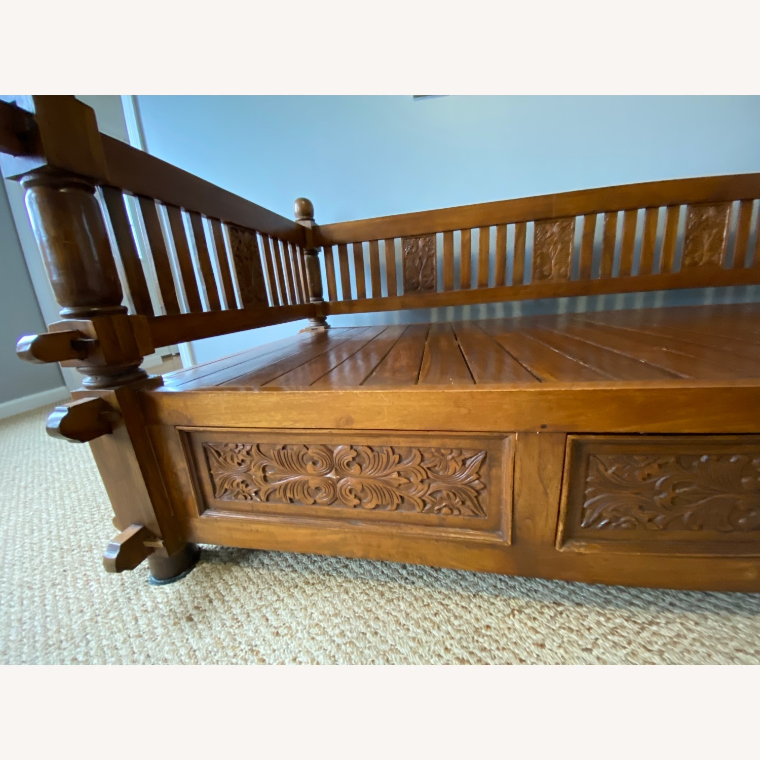 Vintage Javanese Indonesian Jati Wood Bench - image-7