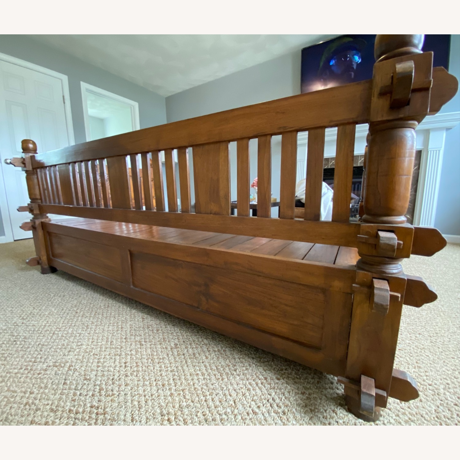 Vintage Javanese Indonesian Jati Wood Bench - image-5