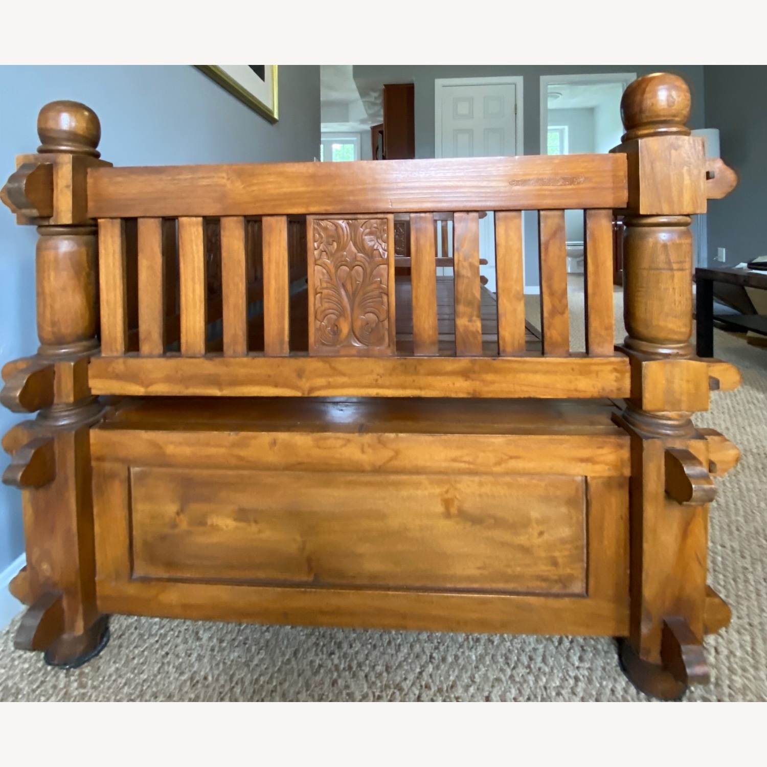Vintage Javanese Indonesian Jati Wood Bench - image-3