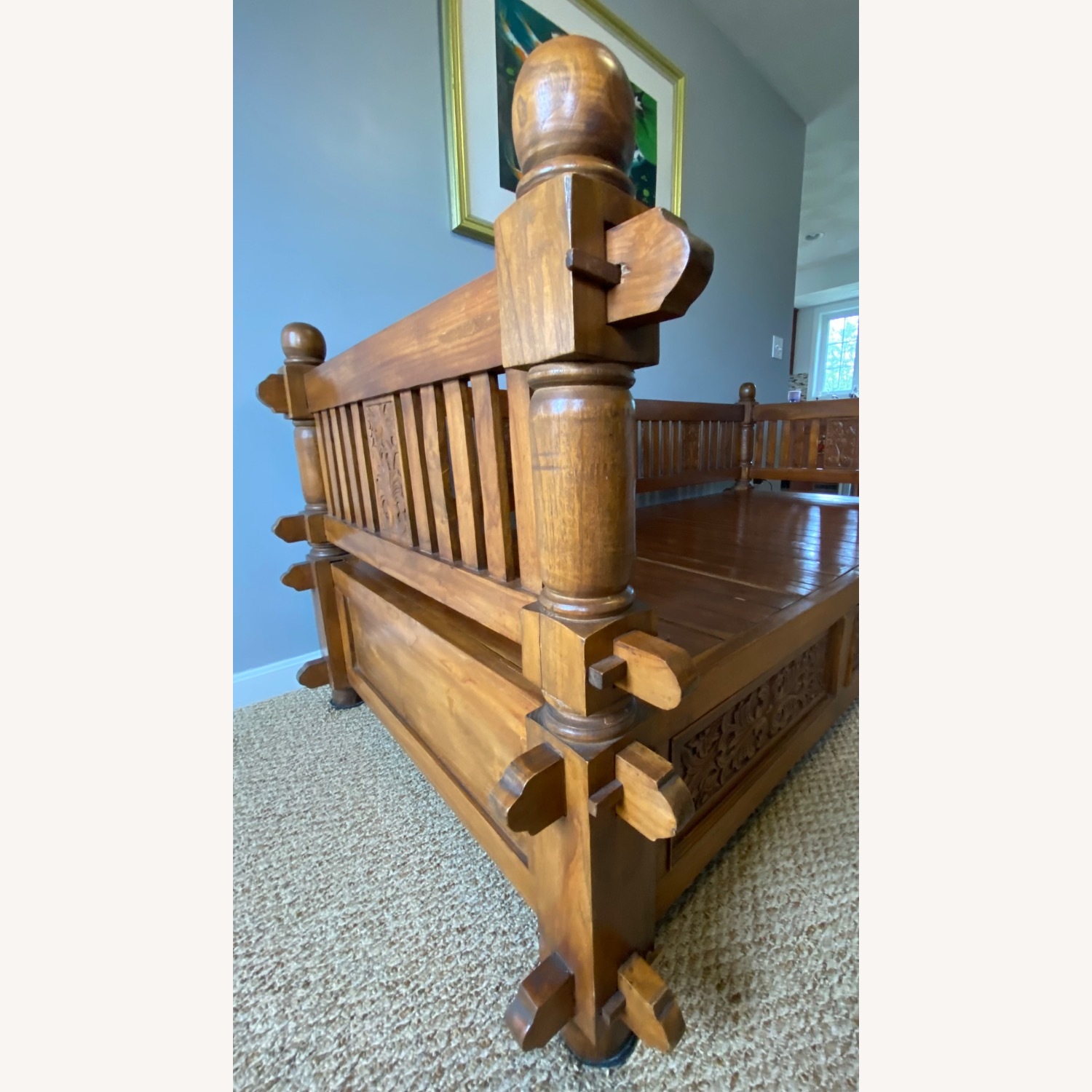 Vintage Javanese Indonesian Jati Wood Bench - image-2