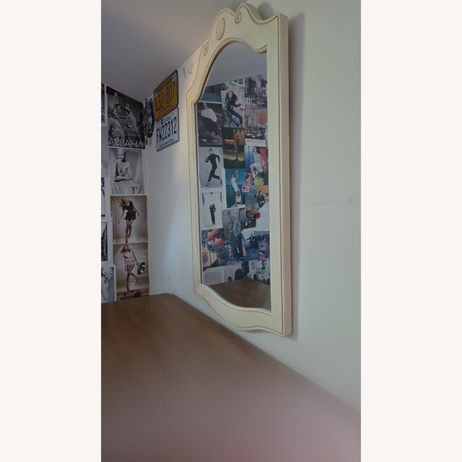 Ethan Allen French Light Brown Wood Wall Mirror - image-2