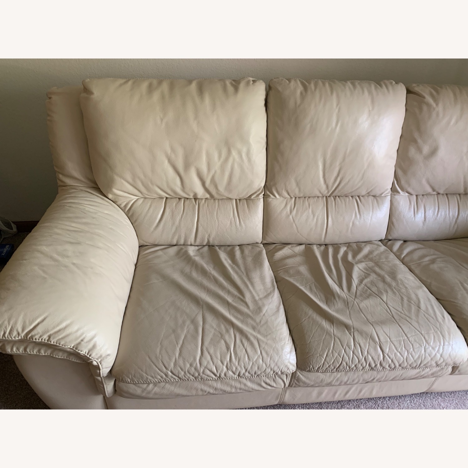 Nautical Marine White Leather 3+ Seater Sofa - image-3