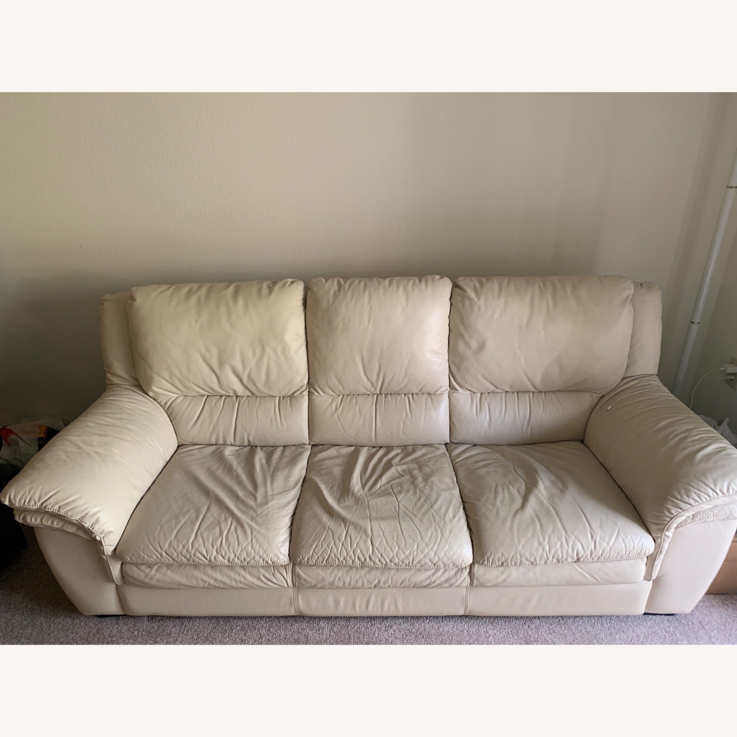 Nautical Marine White Leather 3+ Seater Sofa - image-1