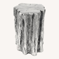 Silver Tree Stump Side End Table Faux Wood - (2)