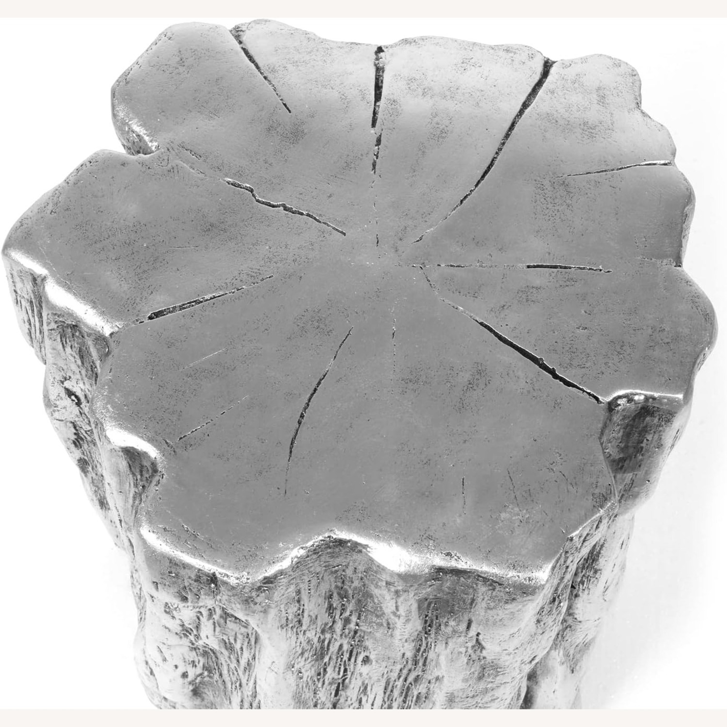 Silver Tree Stump Side End Table Faux Wood - (2) - image-2