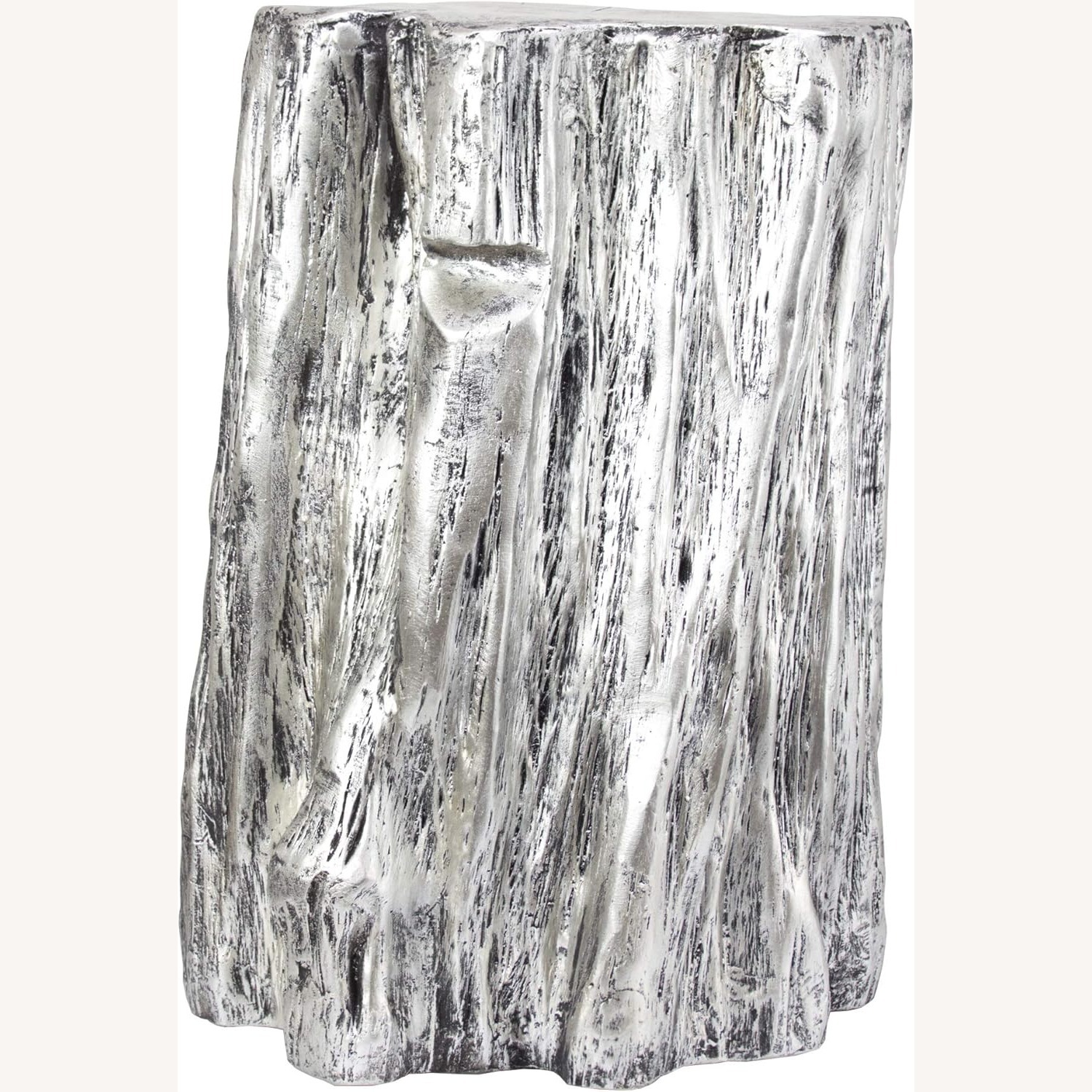 Silver Tree Stump Side End Table Faux Wood - (2) - image-1