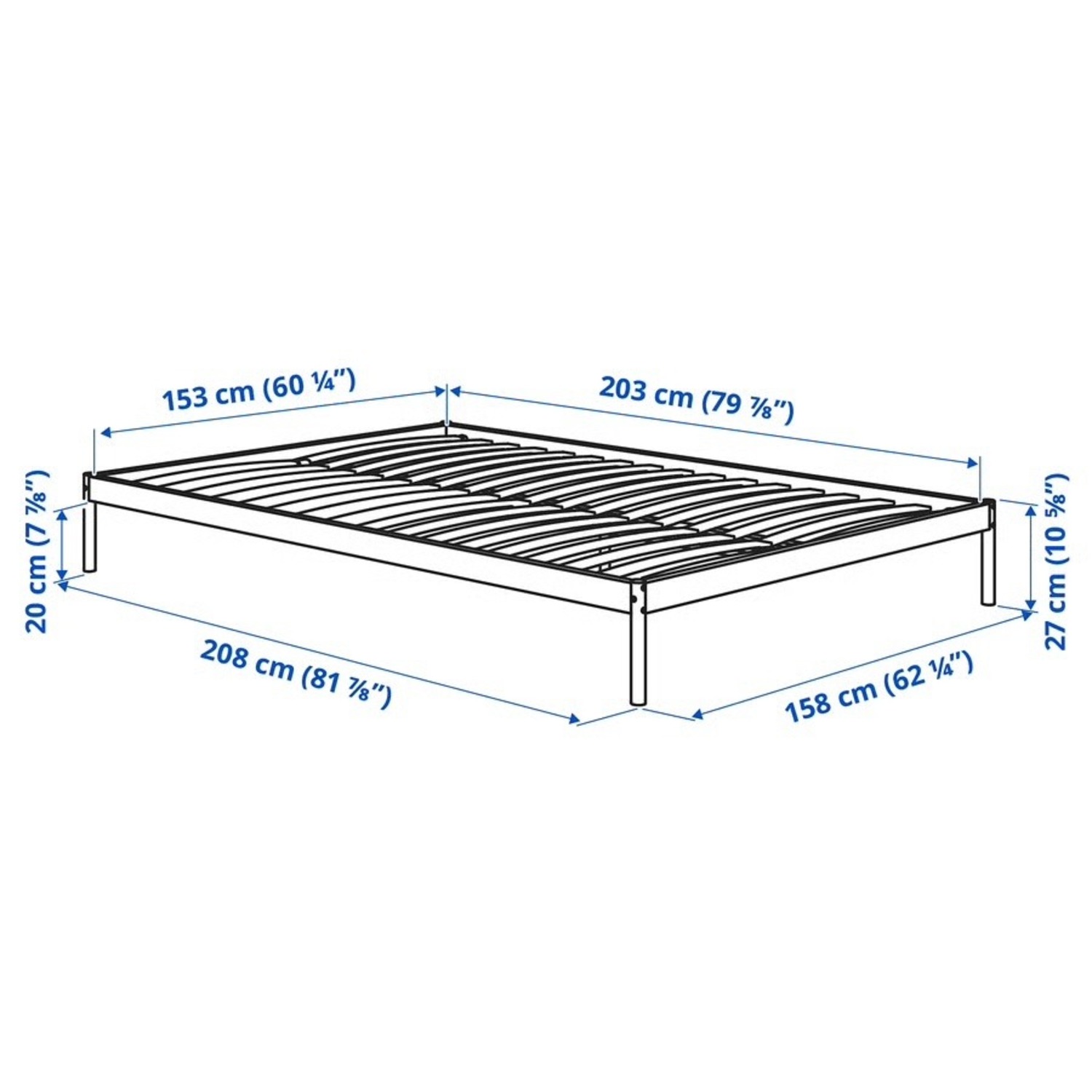 IKEA VEVELSTAD Bed Frame With 2 Headboards - Queen - image-2