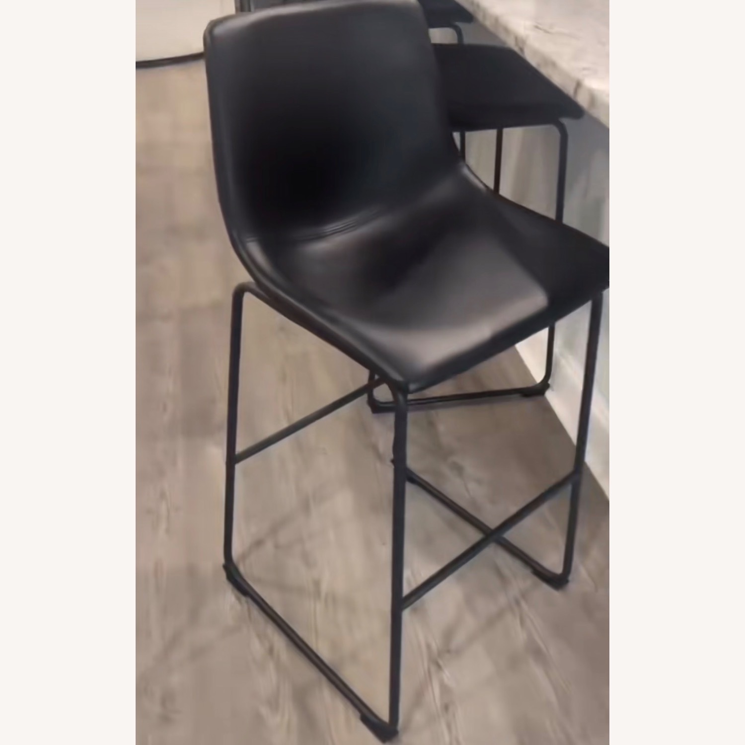 Counter Height Black Leather Bar Stools - image-3