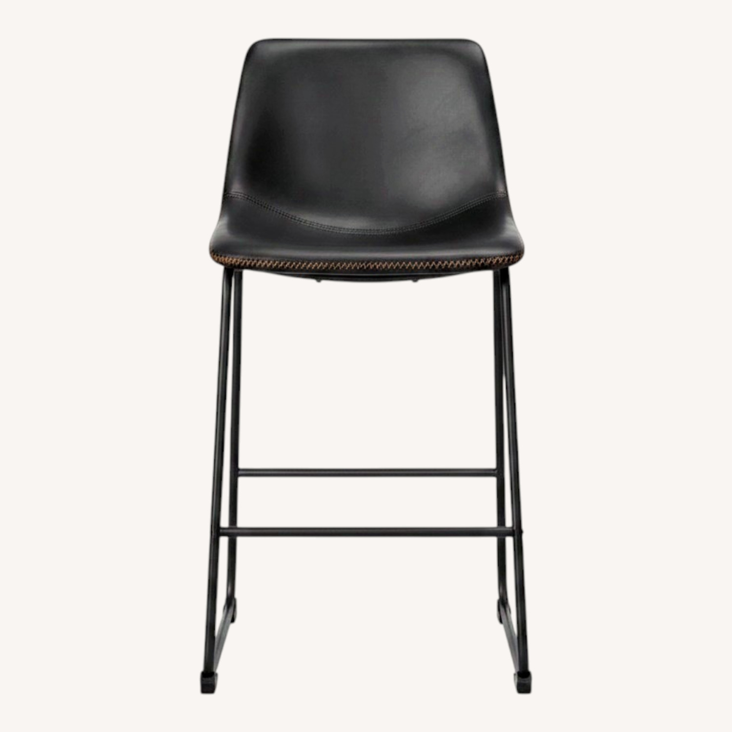 Counter Height Black Leather Bar Stools - image-0