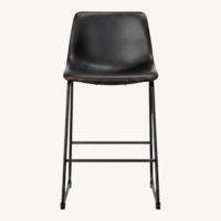 Counter Height Black Leather Bar Stools