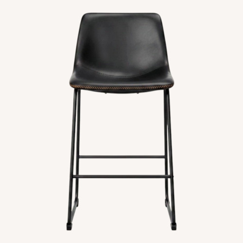 Used Counter Height Black Leather Bar Stools  for sale on AptDeco