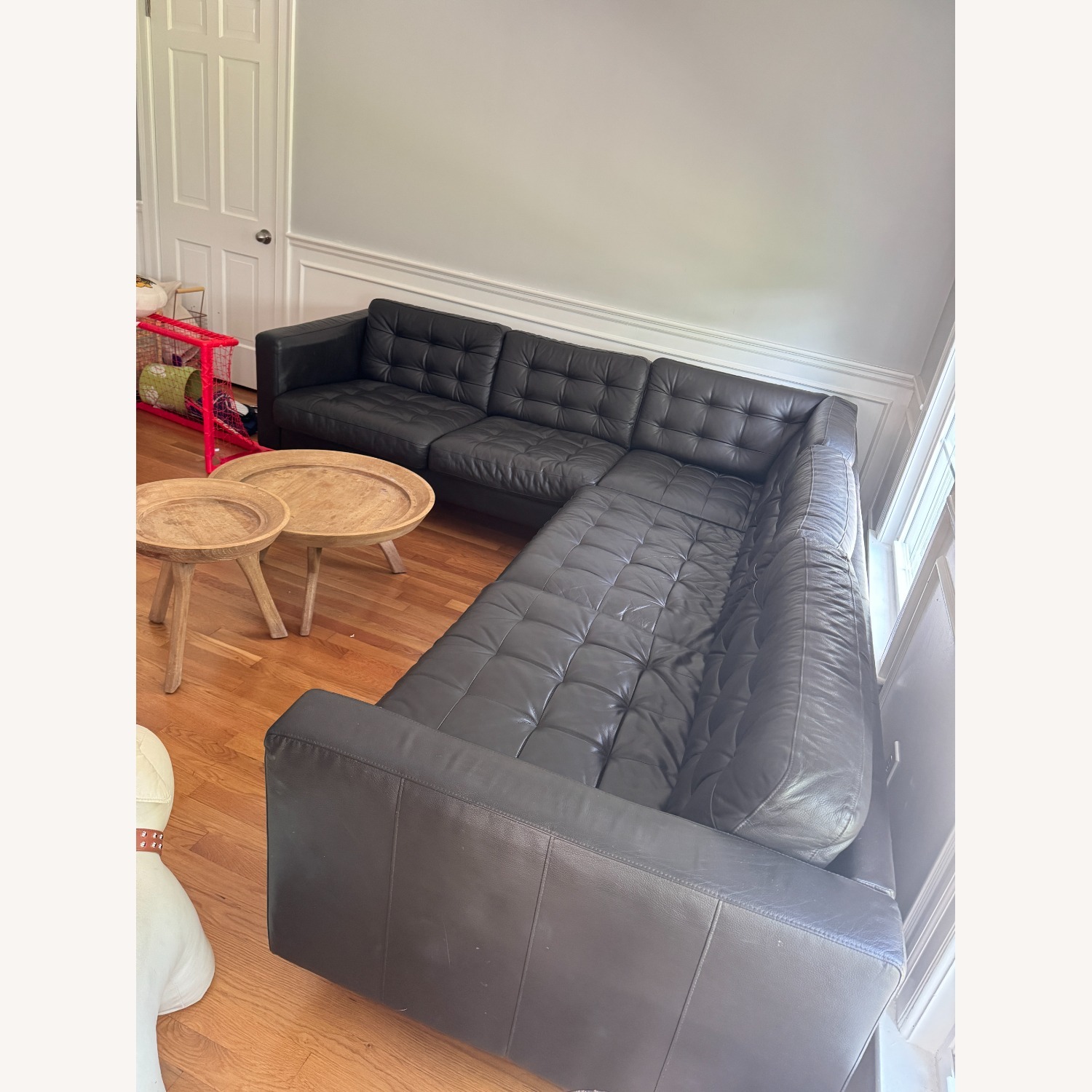 IKEA Morabo Black Leather 3+ Piece Sectional - image-3